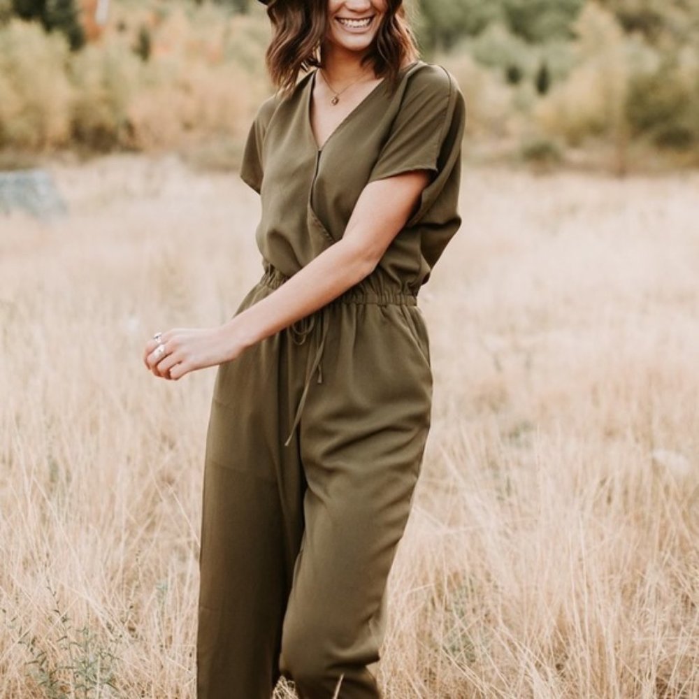 Piper and Scoot Jumpsuit in Olive - Size Large